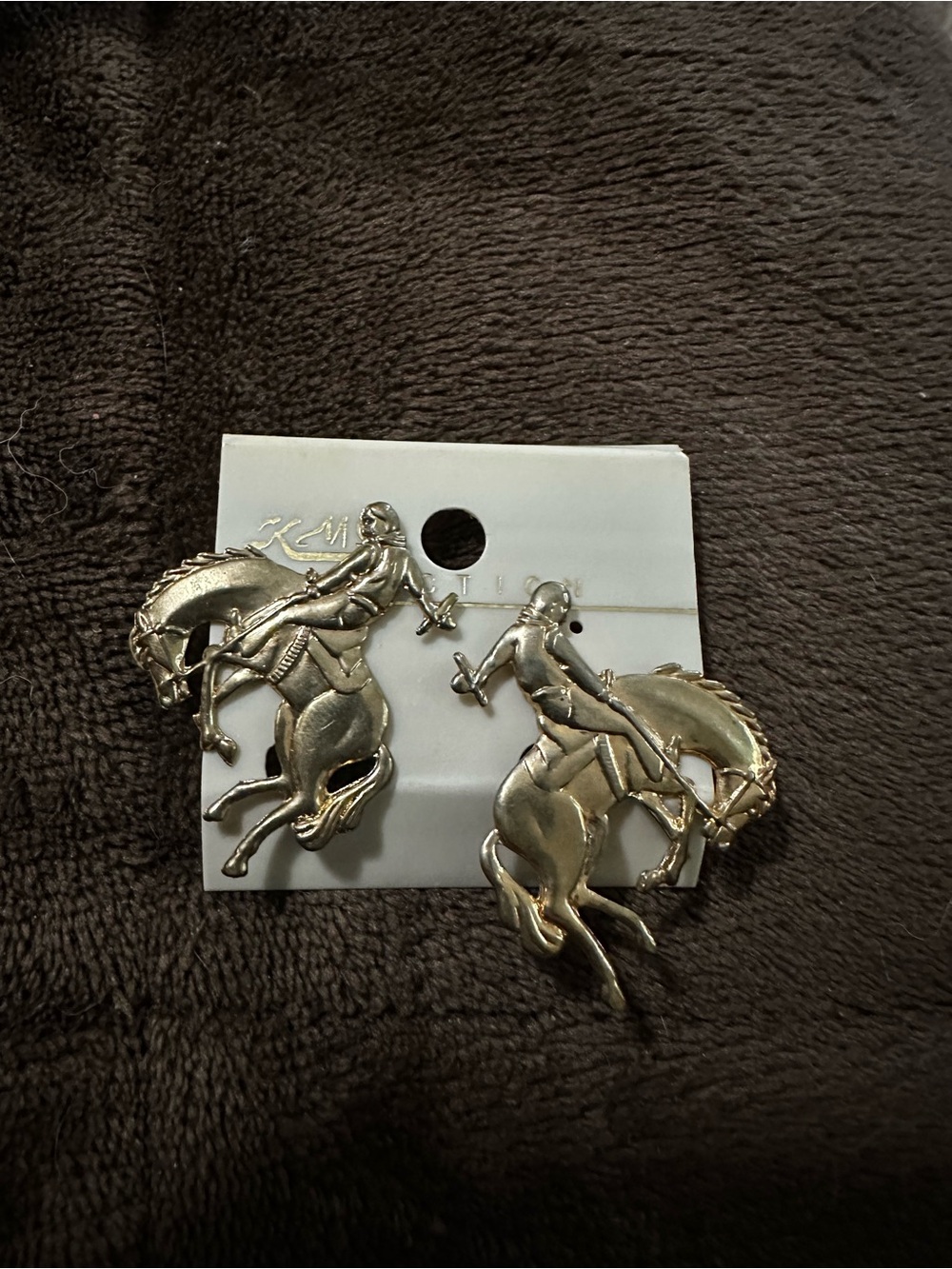 Vintage Gold Rodeo Horse Dangle Earrings - Women Jewelry